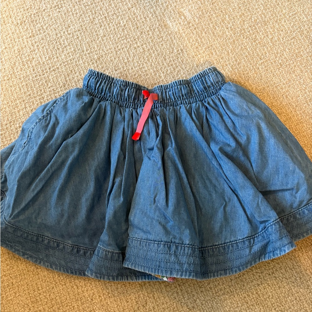 Mini Boden Blue Skirt with Red Accent
